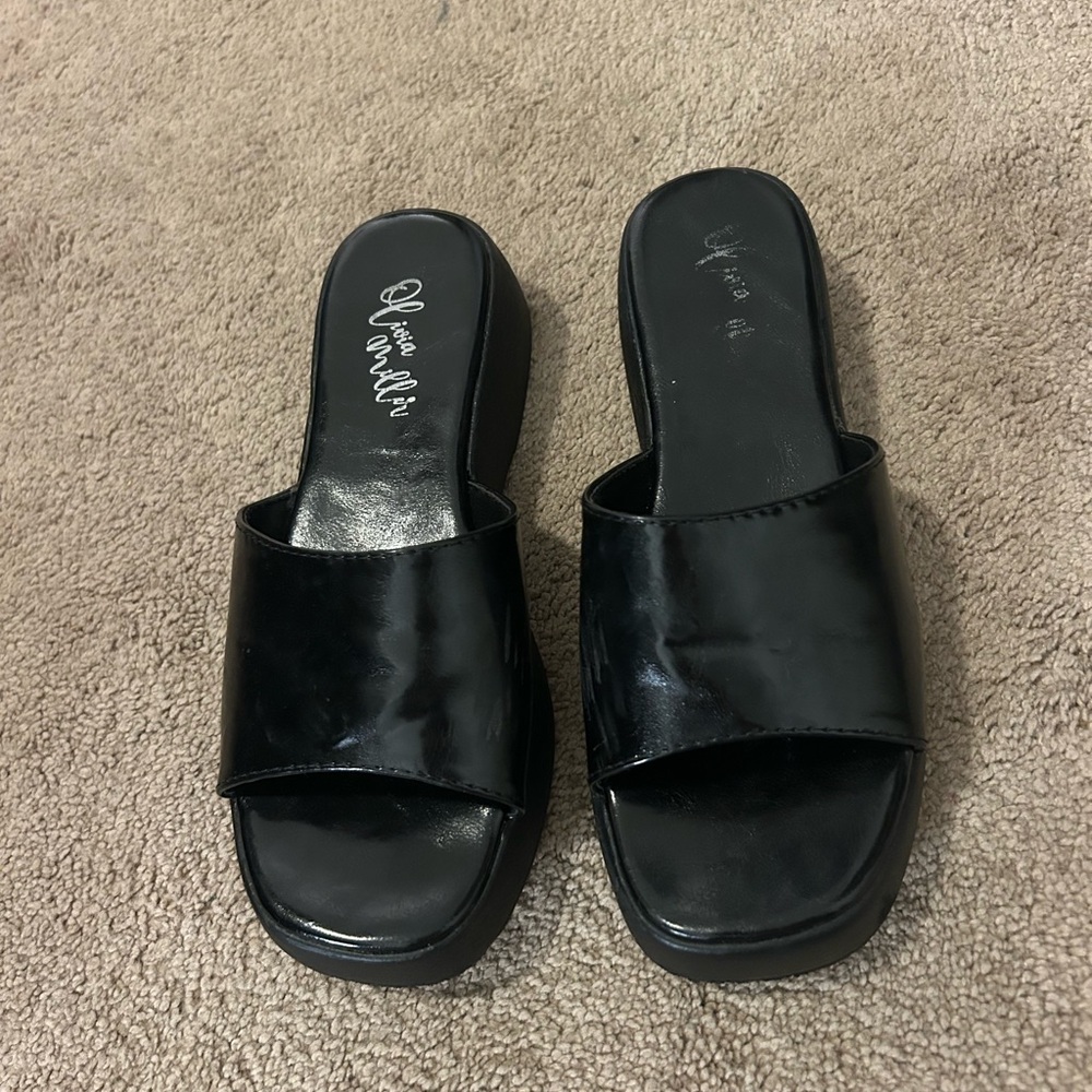 Target Black Leather Mules
